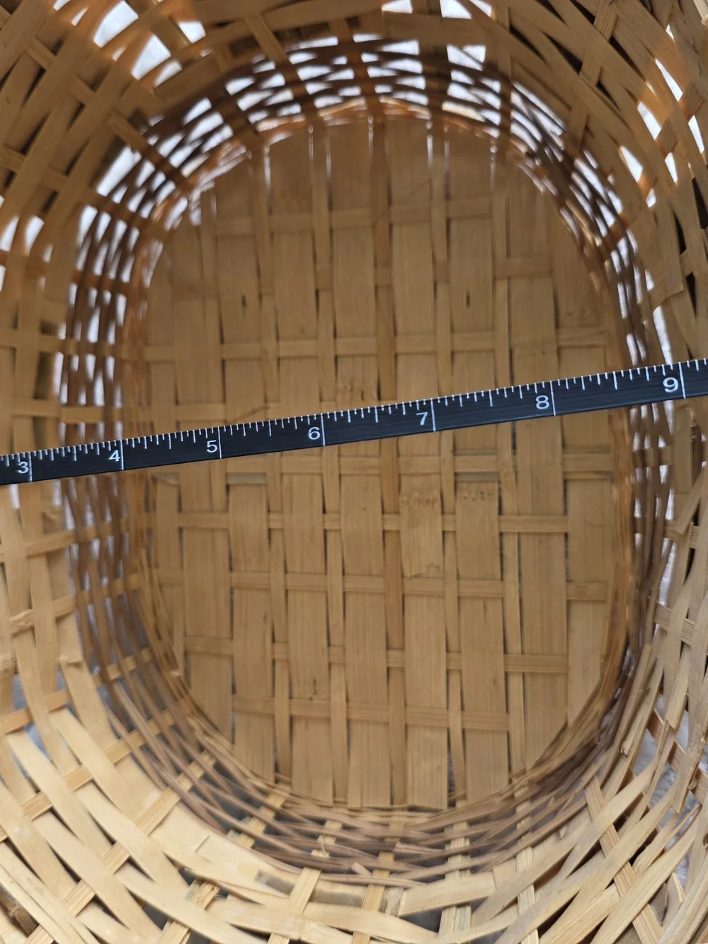 Handwoven Natural Brown Wicker Basket with Leaf Design